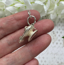 Charger l'image dans la galerie, Vintage Sterling Silver Aladdin's Lamp English Charm Pendant - Opens to Reveal Genie. Small Sterling Silver Pendant With Optional Chain.