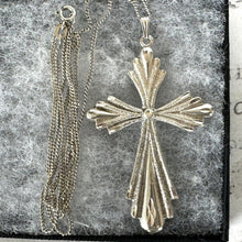 Cargar imagen en el visor de la galería, Vintage 1970s Sterling Silver Large Gothic Cross Pendant Necklace By 1-Of A Kind Jewelry Company, USA. Statement Cross & Long Chain Necklace