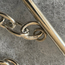 Cargar imagen en el visor de la galería, Vintage English Silver Love Heart Chain Bracelet. Sterling Silver Watch Chain Style Bracelet With Heart Charm & T-Bar. Cable Chain Bracelet