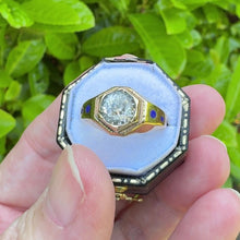 Cargar imagen en el visor de la galería, Rare Antique Victorian Pinchbeck & Enamel White Paste Ring. Neo-Classical Style Ring. Small Finger Antique Pinky Ring, Size i / 4-1/2