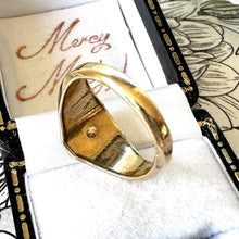 Cargar imagen en el visor de la galería, Rare Antique Victorian Pinchbeck & Enamel White Paste Ring. Neo-Classical Style Ring. Small Finger Antique Pinky Ring, Size i / 4-1/2
