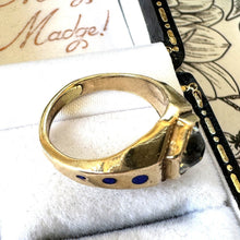 Cargar imagen en el visor de la galería, Rare Antique Victorian Pinchbeck & Enamel White Paste Ring. Neo-Classical Style Ring. Small Finger Antique Pinky Ring, Size i / 4-1/2