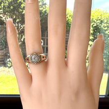Cargar imagen en el visor de la galería, Rare Antique Victorian Pinchbeck & Enamel White Paste Ring. Neo-Classical Style Ring. Small Finger Antique Pinky Ring, Size i / 4-1/2
