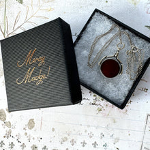 Cargar imagen en el visor de la galería, Victorian Silver Scottish Agate Spinner Fob Pendant Necklace. Antique Sterling Silver Carnelian & Jasper Watch Chain Fob, 1889 Hallmarks