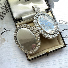 画像をギャラリービューアに読み込む, Victorian Aesthetic Engraved Silver Oval Statement Locket. Antique Star Studded Sterling Silver Large Heavy Bookchain Locket Pendant