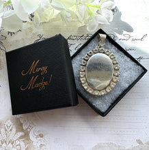 画像をギャラリービューアに読み込む, Victorian Aesthetic Engraved Silver Oval Statement Locket. Antique Star Studded Sterling Silver Large Heavy Bookchain Locket Pendant