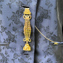 Lade das Bild in den Galerie-Viewer, Antique Gold Filled Fancy Fob Chain, Bates & Bacon, USA. Ornate Edwardian/Victorian Rolled Gold Pocket Watch Fob Chain. Gold Waistcoat Chain
