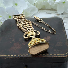 Lade das Bild in den Galerie-Viewer, Antique Gold Filled Fancy Fob Chain, Bates & Bacon, USA. Ornate Edwardian/Victorian Rolled Gold Pocket Watch Fob Chain. Gold Waistcoat Chain