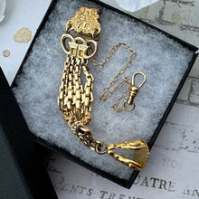 Lade das Bild in den Galerie-Viewer, Antique Gold Filled Fancy Fob Chain, Bates & Bacon, USA. Ornate Edwardian/Victorian Rolled Gold Pocket Watch Fob Chain. Gold Waistcoat Chain