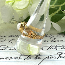 Lade das Bild in den Galerie-Viewer, Vintage 22ct Yellow Gold Mabe Pearl Etruscan Ring. Asian Handmade 22K Yellow Gold Special Occasion/Anniversary Ring, Size UK T-1/2/US 10