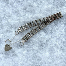 画像をギャラリービューアに読み込む, Vintage English Silver Fancy Link Gate Bracelet With Heart Padlock Clasp. Victorian Style 3-Bar Gate Sweetheart Bracelet, 1972 Hallmarks