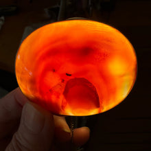 Load image into Gallery viewer, Antique Victorian Large Scottish Agate Sterling Silver Brooch. Orange/Red Chalcedony Sash/Tartan Statement Brooch. Banded Agate Oval Brooch.