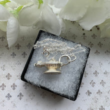 Charger l'image dans la galerie, Vintage Sterling Silver Aladdin's Lamp English Charm Pendant - Opens to Reveal Genie. Small Sterling Silver Pendant With Optional Chain.
