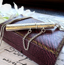 画像をギャラリービューアに読み込む, Vintage Sterling Silver Needle Case Locket Fob Pendant Necklace. Victorian Style Engraved Chatelaine Etui Case. Keepsake / Memorial Pendant