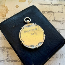 Lade das Bild in den Galerie-Viewer, Vintage 1936 Fattorini Silver & Enamel Fob In Presentation Case. Yorkshire Swimming Association Sterling Silver Medal In Antique Leather Box