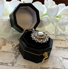 画像をギャラリービューアに読み込む, Antique Victorian Sterling Silver Rosette Pendant Necklace. Aesthetic Engraved Charm Pendant. Sterling Silver Minimalist Pendant & Chain