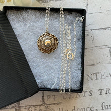 画像をギャラリービューアに読み込む, Antique Victorian Sterling Silver Rosette Pendant Necklace. Aesthetic Engraved Charm Pendant. Sterling Silver Minimalist Pendant & Chain