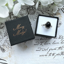 画像をギャラリービューアに読み込む, Vintage Whitby Jet Sterling Silver Ring. Large English Jet Cabochon Cocktail Ring. Chunky 1980's Black Gemstone Statement Ring, M-1/2/6-1/2