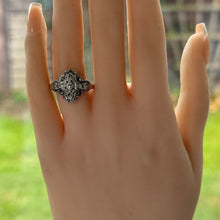 画像をギャラリービューアに読み込む, Antique Edwardian Sterling Silver Marcasite Cross Ring. English Art Nouveau Silver Maltese Cross Ring, Size P - UK / 7-3/4 - US