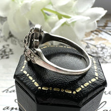 画像をギャラリービューアに読み込む, Antique Edwardian Sterling Silver Marcasite Cross Ring. English Art Nouveau Silver Maltese Cross Ring, Size P - UK / 7-3/4 - US