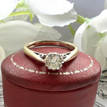 画像をギャラリービューアに読み込む, Vintage 9ct Gold 0.25ct Diamond Solitaire Ring. Classic Art Deco Style Crown Set 1/4ct Round Diamond Ring. Engagement Ring, Size 5 / J - 1/2