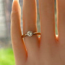 画像をギャラリービューアに読み込む, Vintage 9ct Gold 0.25ct Diamond Solitaire Ring. Classic Art Deco Style Crown Set 1/4ct Round Diamond Ring. Engagement Ring, Size 5 / J - 1/2