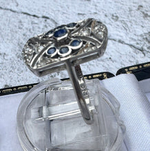 Lade das Bild in den Galerie-Viewer, Antique 18ct White Gold Diamond & Sapphire Cluster Ring