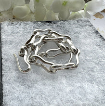 Load image into Gallery viewer, Vintage Sterling Silver Peanut Link Chain Bracelet With Large Hook Clasp. Heavy Chunky Fancy Link Antique Watch Chain Style Bracelet.