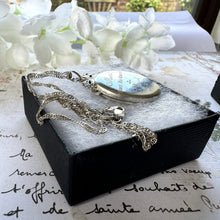 画像をギャラリービューアに読み込む, Vintage Sterling Silver & Amethyst Victorian Style Engraved Lily Locket On Chain. Ornate Oval Photo/Keepsake Baroque Locket Pendant Necklace
