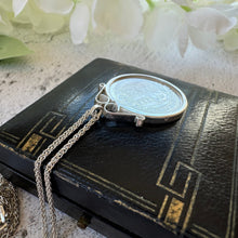 Carica l'immagine nel visualizzatore di Gallery, Antique Victorian 1887 Sterling Silver Shilling Pendant Necklace. Queen Victoria Diamond Jubilee Collectable Coin Pendant & Spiga Chain.