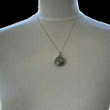 画像をギャラリービューアに読み込む, Vintage Sterling Silver Round Vinaigrette Locket Pendant Necklace. Sterling Silver Open Work Puffy Keepsake/Memory Locket & Curb Chain