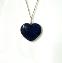 画像をギャラリービューアに読み込む, Antique Victorian 15ct Gold Carved Sodalite Love Heart Pendant. Large Natural Blue Gemstone Solitaire Heart Pendant.
