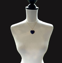 画像をギャラリービューアに読み込む, Antique Victorian 15ct Gold Carved Sodalite Love Heart Pendant. Large Natural Blue Gemstone Solitaire Heart Pendant.