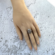 画像をギャラリービューアに読み込む, Antique Art Deco Sterling Silver Moonstone Ring. English Silver Marcasite Set Navette/Marquise Ring, Size Q - UK / 8.25 - US