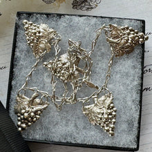 Lade das Bild in den Galerie-Viewer, Antique Edwardian Grapevine & Barleycorn Chain Sterling Silver Necklace. Art Nouveau Repoussé Silver Fancy Chain Bib Necklace