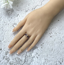 画像をギャラリービューアに読み込む, Antique Victorian 15ct Gold Purple Amethyst & Pearl Floral Engraved Ring. Ornate Victorian Boat Ring, Hallmarked 1874. Ring Size M-1/2/6-1/2