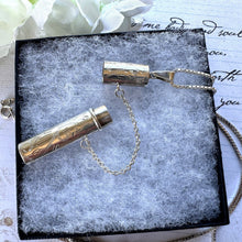 画像をギャラリービューアに読み込む, Vintage Sterling Silver Needle Case Locket Fob Pendant Necklace. Victorian Style Engraved Chatelaine Etui Case. Keepsake / Memorial Pendant