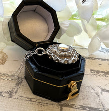 画像をギャラリービューアに読み込む, Antique Victorian Sterling Silver Rosette Pendant Necklace. Aesthetic Engraved Charm Pendant. Sterling Silver Minimalist Pendant & Chain