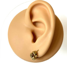 画像をギャラリービューアに読み込む, Antique Victorian 9ct Gold Dormeuse Rose Earrings. Short Drop Dainty Puffy Repousse Flower Earrings. Victorian Gold Sleeper Earrings