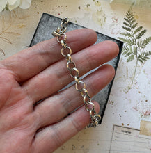 画像をギャラリービューアに読み込む, Antique Victorian Sterling Silver Bracelet With Anchor, Cross & Heart Triple Charm. Belcher Link Charm Bracelet With Swivel Hook Clasp.