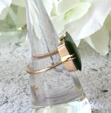 画像をギャラリービューアに読み込む, Art Deco 9ct Gold Jade Ring. Antique Moss Green Jade Cabochon Ring. 9ct Rose Gold Square Cut Jade Ring Size M-1/2/UK, 6.5 US