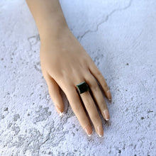 画像をギャラリービューアに読み込む, Art Deco 9ct Gold Jade Ring. Antique Moss Green Jade Cabochon Ring. 9ct Rose Gold Square Cut Jade Ring Size M-1/2/UK, 6.5 US