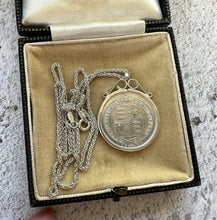 Carica l'immagine nel visualizzatore di Gallery, Antique Victorian 1887 Sterling Silver Shilling Pendant Necklace. Queen Victoria Diamond Jubilee Collectable Coin Pendant & Spiga Chain.
