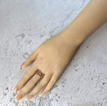 画像をギャラリービューアに読み込む, Antique Art Deco 9ct Gold Star Set Diamond Gypsy Ring. Heavy Rose Gold Wide Band Ring, Hallmarked Henry Griffiths 1929, Size T-1/2/ 9-3/4