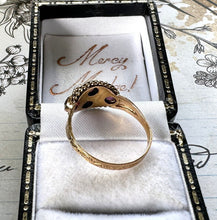 画像をギャラリービューアに読み込む, Antique Victorian 15ct Gold Pink Tourmaline, Emerald & Pearl Cluster Ring. Antique 1874 Floral Engraved 15ct Rose Gold Ring, Size N/6.75