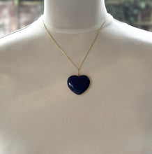 画像をギャラリービューアに読み込む, Antique Victorian 15ct Gold Carved Sodalite Love Heart Pendant. Large Natural Blue Gemstone Solitaire Heart Pendant.