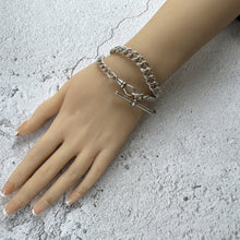 画像をギャラリービューアに読み込む, Victorian Sterling Silver Single Albert Pocket Watch Chain. Antique 1891 Solid Silver Curb Link Watch Chain. Antique Watch Chain Bracelet