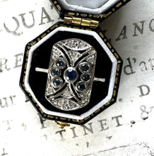 Lade das Bild in den Galerie-Viewer, Antique 18ct White Gold Diamond & Sapphire Cluster Ring