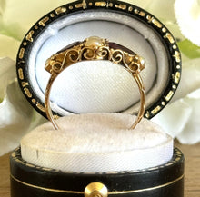 画像をギャラリービューアに読み込む, Antique Victorian 15ct Gold Purple Amethyst & Pearl Floral Engraved Ring. Ornate Victorian Boat Ring, Hallmarked 1874. Ring Size M-1/2/6-1/2