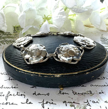 画像をギャラリービューアに読み込む, Antique Art Deco Sterling Silver Repoussé Rose Bracelet. Arts & Crafts/Art Nouveau Silver Figural Flower Panel Bracelet, Circa 1920